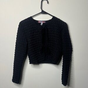Urban Outfitters Black Textured Long Sleeve Top